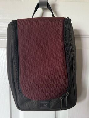 REI Hanging Toiletry Bag Travel Organizer Carry Bag, Gray/Burgundy Hiking